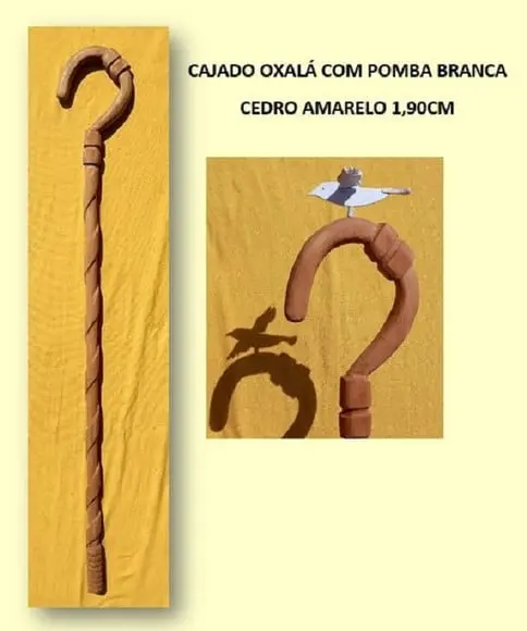 Cajado de Oxalá Cedro Amarelo com Pomba 1m80cm