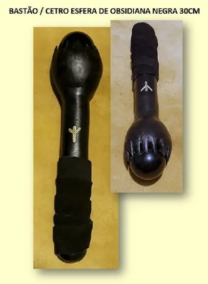 CETRO / BASTÃO ESFERA DE OBSIDIANA NEGRA 30CM
