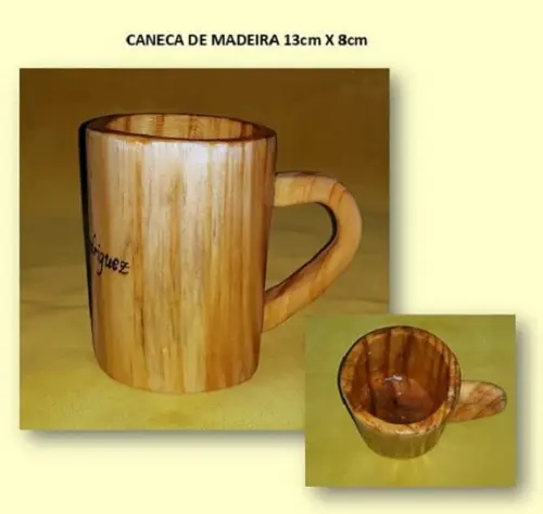 Caneca de Madeira Personalizada 300ml 13x8x8