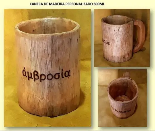 Caneca de Madeira Viking Personalizada 800ml 18x18x28