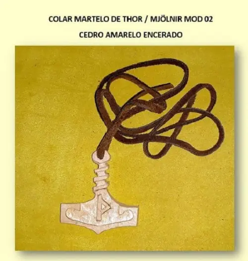 COLAR MARTELO DE THOR / MJÖLNIR MOD. 02 CEDRO C/BETUME