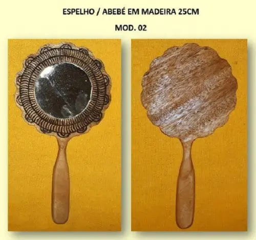 Espelho / Abebé Madeira Flor Encerado 25cm