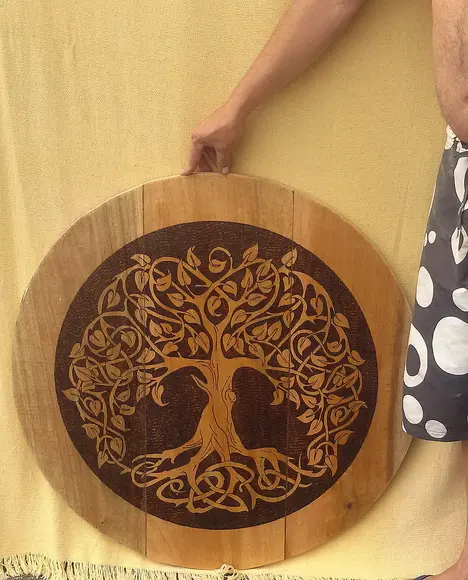 MANDALA EM MADEIRA ARVORE DA VIDA 85cm x 85cm
