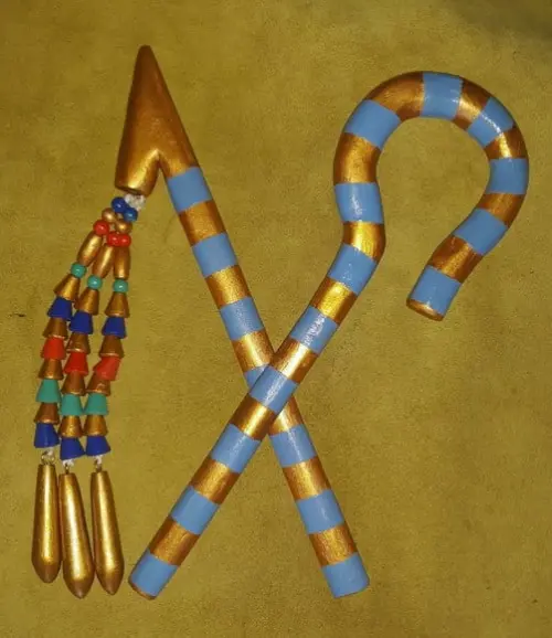 Mangual e Cajado Egipcio em Madeira Pintados 61cm