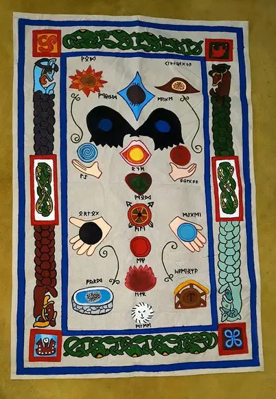 MANDALA EM TECIDO PINTADO - MAPA DA ALMA (réplica)