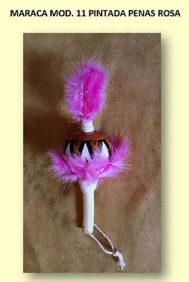 MARACA MOD. 11 PINTADA PENAS ROSAS