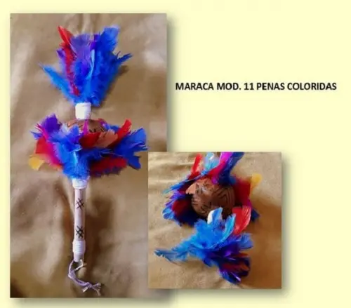 MARACA MOD.10 PENAS COLORIDAS