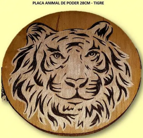 PLACA ANIMAL DE PODER 28CM - TIGRE BRANCO