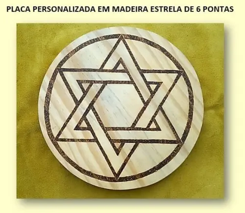 PLACA PERSONALIZADA ESTRELA DE SEIS PONTAS MOD. O1 28CM