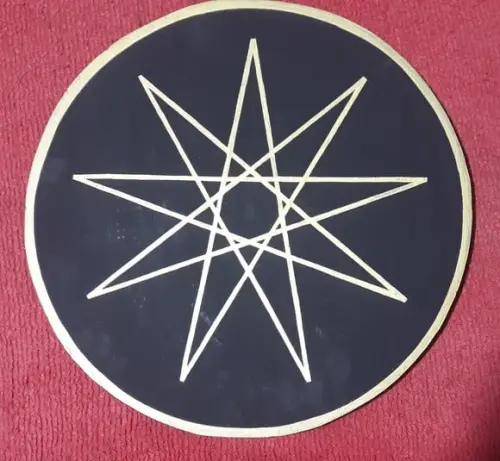 Placa Pintada Estrela 9 Pontas Pentagrama 40cm