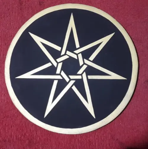 Placa Pintada Estrela 7 Pontas Pentagrama 40cm