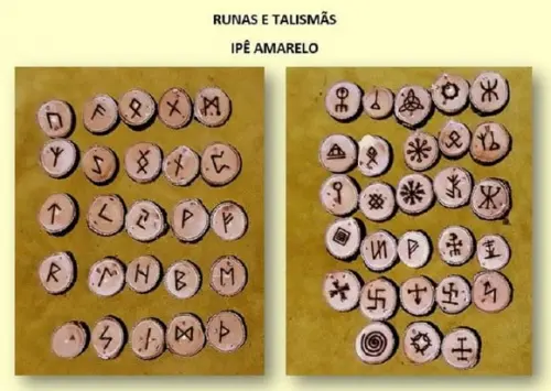 Runas e Talismãs de Ipê Amarelo 25 Peças + 28 Peças