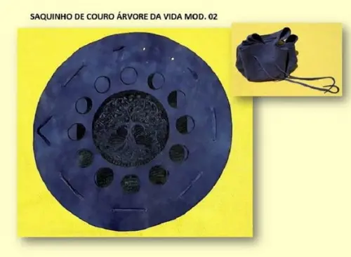 Saquinho / Toalha Couro Árvore da Vida Lunação Mod. 01