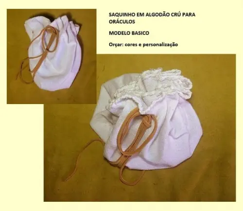 Saquinho / Toalha Algodão Fitilho Couro 45cm Mod. 01