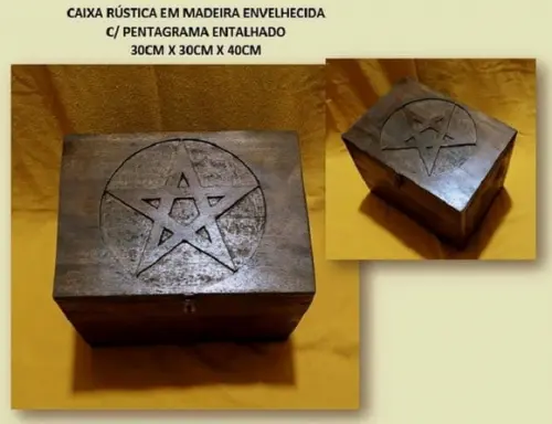 Spellbox / Caixa de Madeira Pentagrama Entalhado 30x30x40