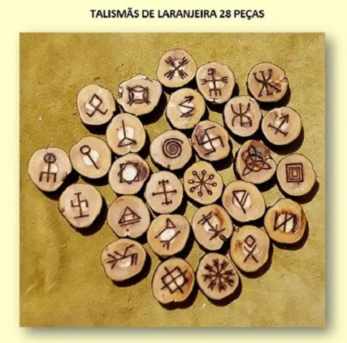 Talismãs Rúnicos de Laranjeira - 28 Peças