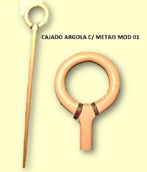 Cajado de Madeira com Aros de Aço 180cm Mod 01