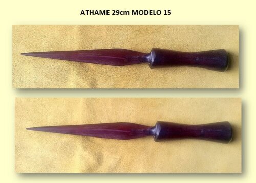 Athame de madeira personalizado com cabo liso 28cm