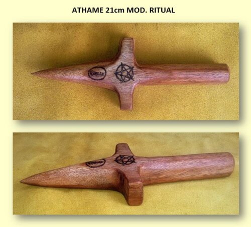 Athame de madeira escura para ritual 21cm
