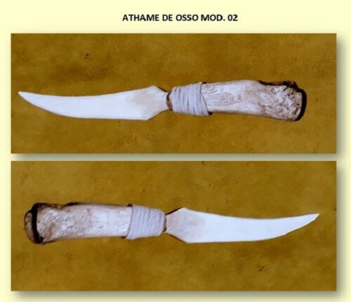 Athame de Osso Cabo com Couro 28cm Mod 02