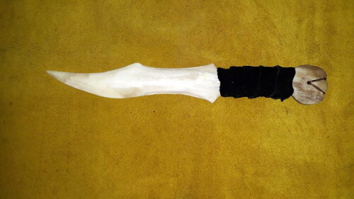 Athame de Osso cabo com couro preto MOD. 01 - 28cm