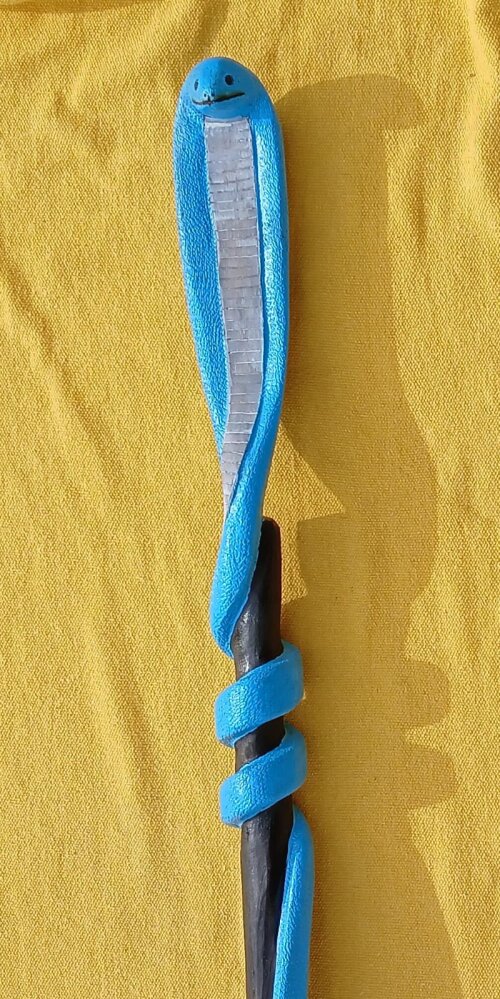 Cajado d Madeira 180cm Mod Cobra Naja Azul