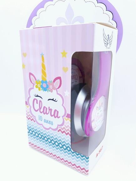 Headphone Fone de Ouvido Unicórnio com Caixa