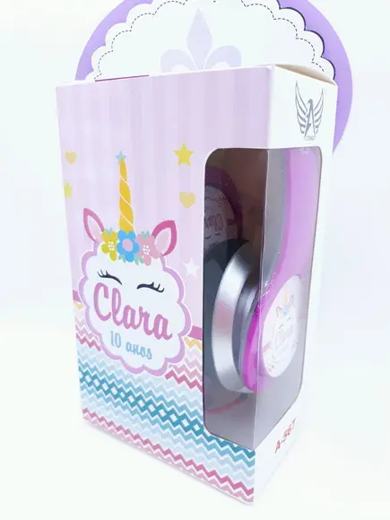 Headphone Fone de Ouvido Unicórnio com Caixa