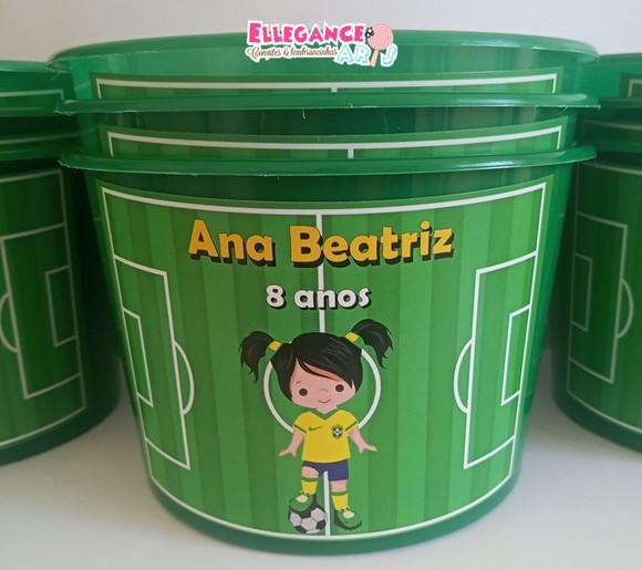 Balde de Pipoca Futebol Menina