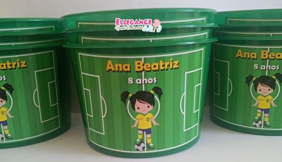 Balde de Pipoca Futebol Menina