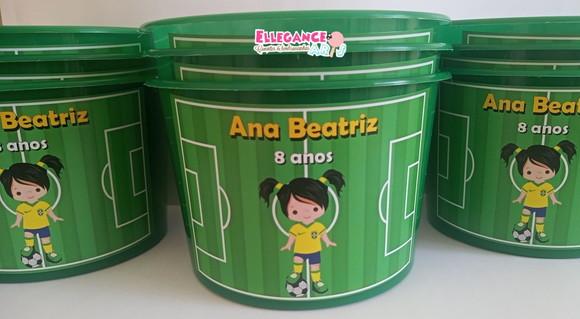 Balde de Pipoca Futebol Menina