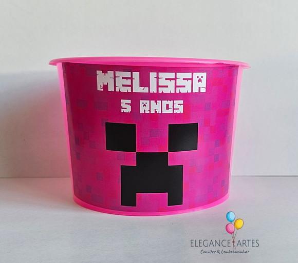 Balde de Pipoca Minecraft Menina