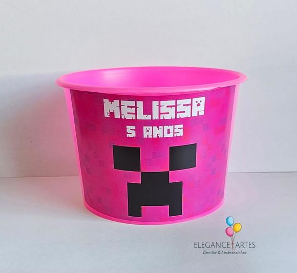 Balde de Pipoca Minecraft Menina
