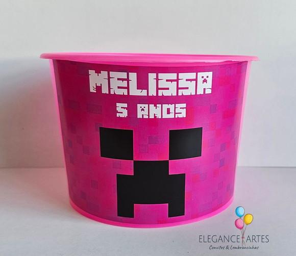 Balde de Pipoca Minecraft Menina
