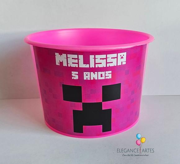 Balde de Pipoca Minecraft Menina