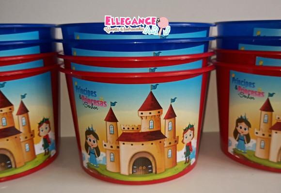 Balde de Pipoca Príncipes e Princesas do Reino