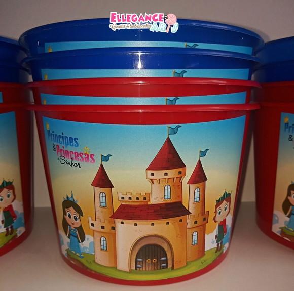 Balde de Pipoca Príncipes e Princesas do Reino