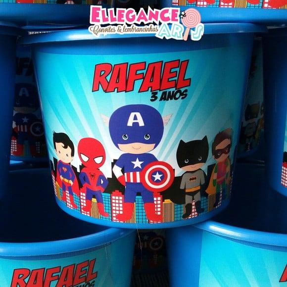 Balde de Pipoca Super Heróis