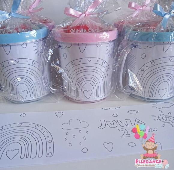 Caneca para Colorir Arco Iris Boho