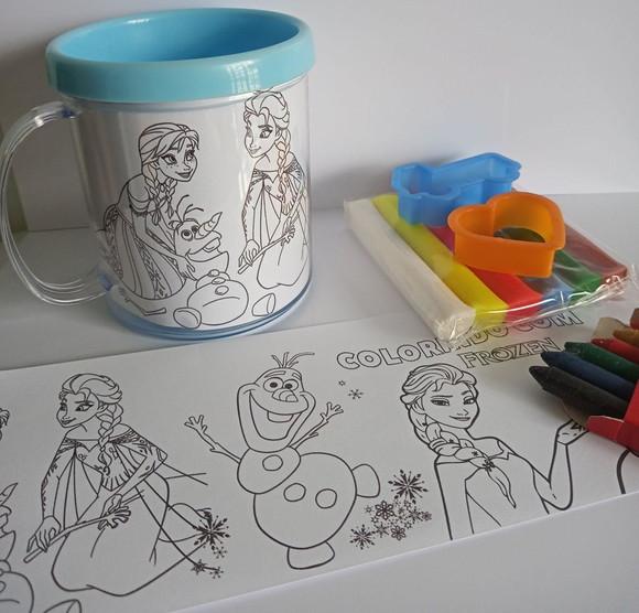 Caneca para Colorir + Massinha Frozen
