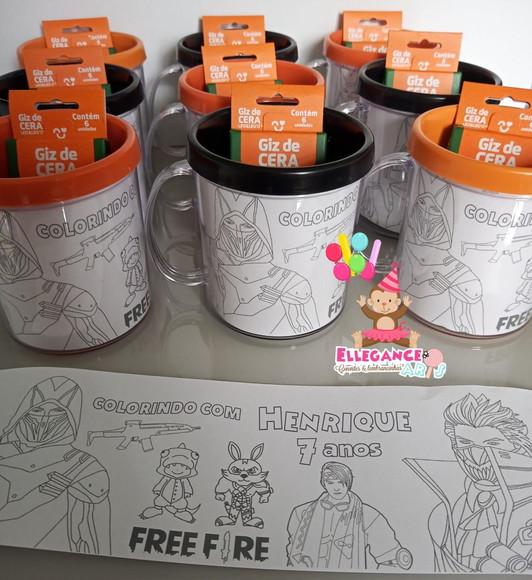 Caneca para Colorir Free Fire