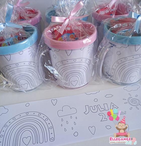 Caneca para Colorir Arco Iris Boho