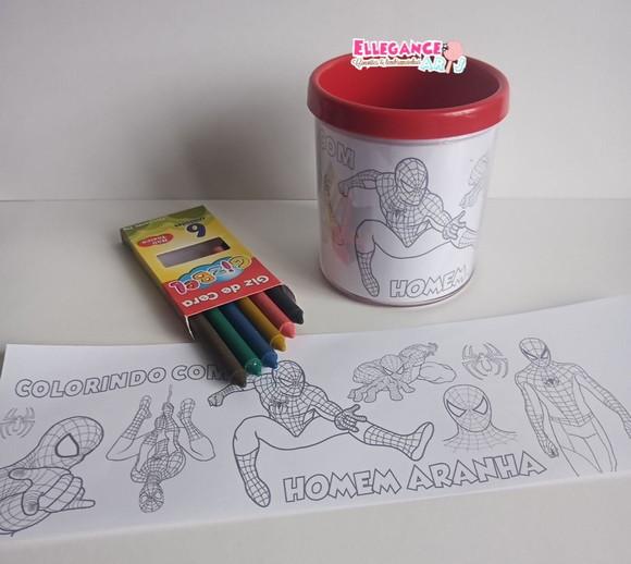 Caneca para Colorir Homem Aranha