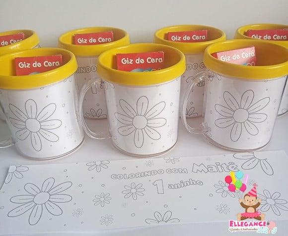 Caneca para Colorir Margaridas