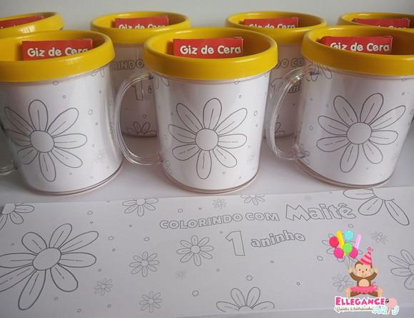 Caneca para Colorir Margaridas