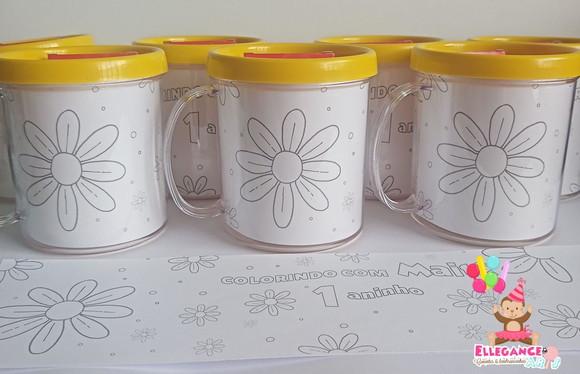 Caneca para Colorir Margaridas