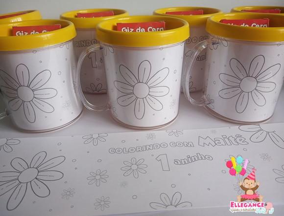 Caneca para Colorir Margaridas