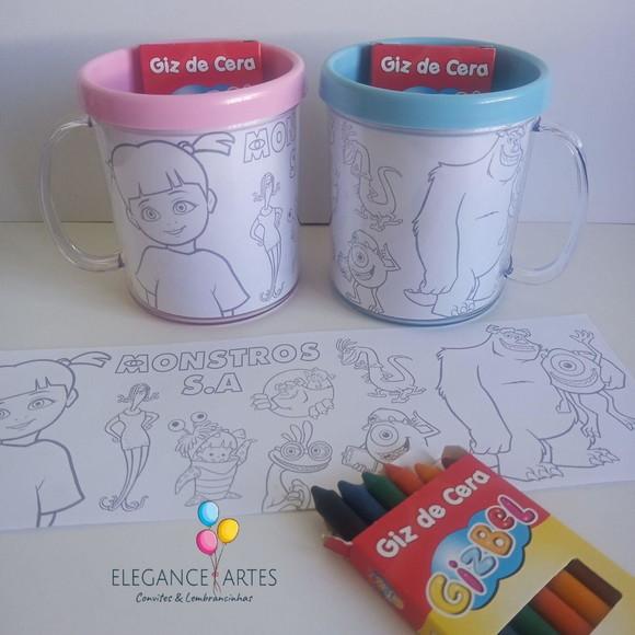 Caneca para Colorir Monstros S.a.