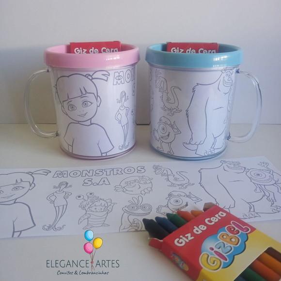 Caneca para Colorir Monstros S.a.