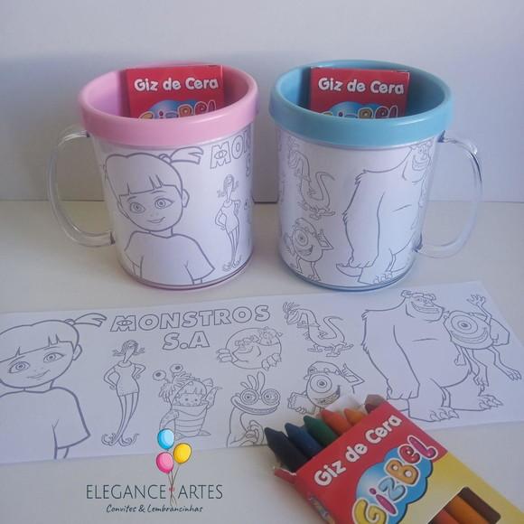 Caneca para Colorir Monstros S.a.